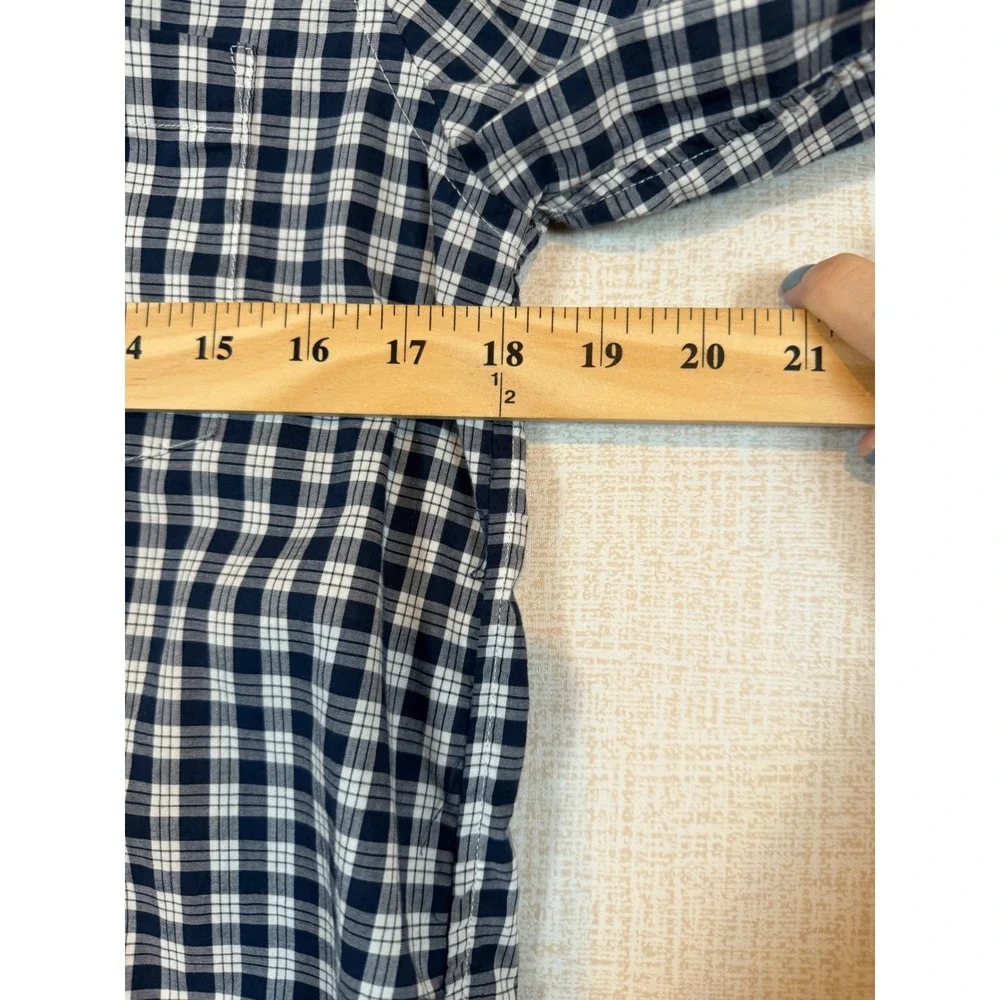 Banana Republic Soft Wash Mens XS Navy White Plaid Cotton Button Down Shirt Prep